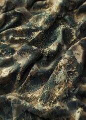 Fototapeta premium a close-up view of a textured fabric with a camouflage pattern, featuring a mix of green, brown, and black colors.