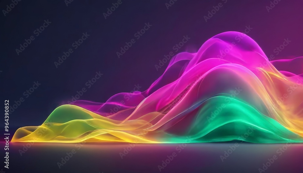 Poster vibrant abstract composition of flowing, multicolored lines and shapes, creating a dynamic and visua