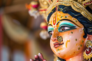 Fototapeta premium Durga Puja Festivities 2024 Celebrations of Hindu Bengali Tradition and Devotion