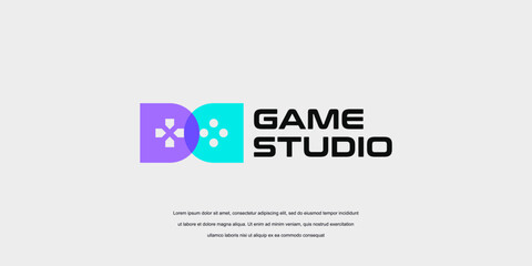 Vector game logo template. Joystick icon D letter game logo