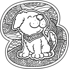 a puppy with a mandala pattern