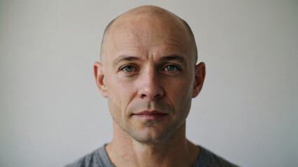 Obraz premium Bald Man on White Background