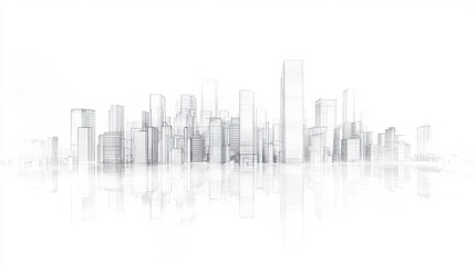 a drawing x ray of modern city landscape, buildings