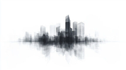 Fototapeta premium a drawing x ray of modern city landscape, buildings, minimalism, white pure background