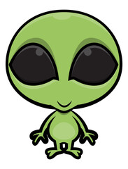 Cute Baby Alien cartoon characters standing. Best for sticker, logo, and mascot with unexplored themes