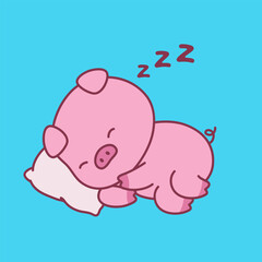 Cute pig character design illustration doing activities, perfect for merchandise needs