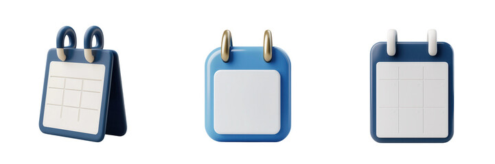 Obraz premium A modern digital calendar design featuring three distinct styles, ideal for organizing schedules and planning events. isolated on a transparent background