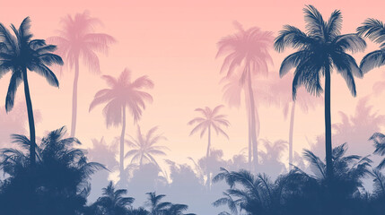 Fototapeta premium background with palm trees, aesthetic, calm, muted color tones