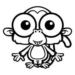 Adorable baby Monkey cartoon characters happy and smile. Best for outlines, logos, and coloring book with wildlife themes for kids