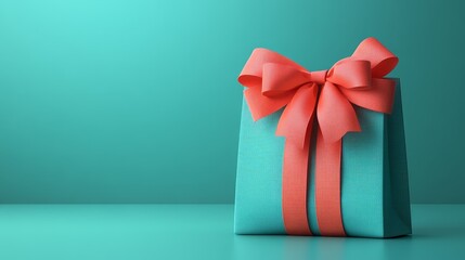 longest shot of Personalized gift bag with custom name tag, festive ribbon, 3D illustration, on simple background