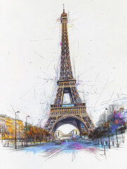 The iconic Eiffel Tower rises gracefully above theParisian skyline. 