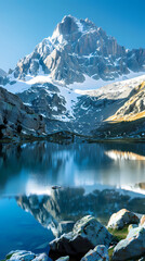 Naklejka premium An icy mountain lake