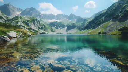 An icy mountain lake