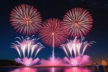 Stunning Fireworks Show Under a Starry Sky Perfect for Celebrations