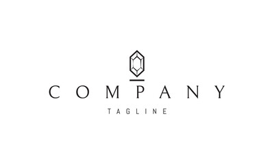 Vector logo with an abstract image of a precious stone on a stand.