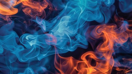 Fototapeta premium Vibrant Blaze, an energetic display of intense blue and orange flames intertwining, creating a captivating and dynamic fiery backdrop that ignites the senses.