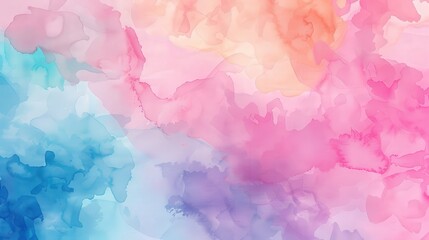 Fototapeta premium Dreamy Pastel Watercolors, soft splashes blend in delicate hues, creating an artistic, whimsical ambiance perfect for creative projects or calming decor.