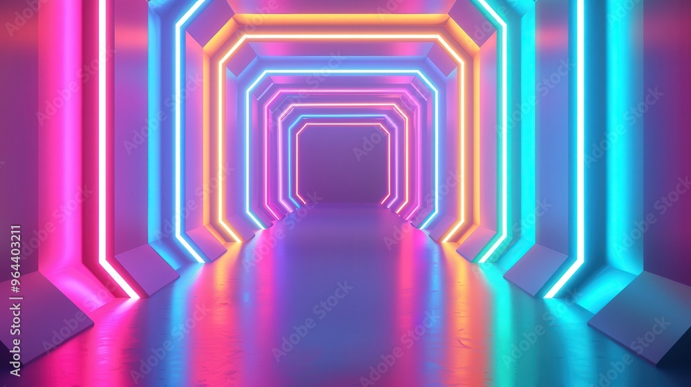Canvas Prints vibrant holographic shapes, an abstract futuristic background filled with dynamic and colorful patte