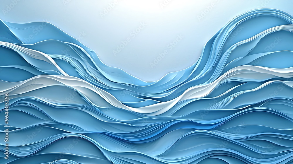 Poster blue wave patterns ripple gracefully, a modern element that captures the movement and fluidity of th