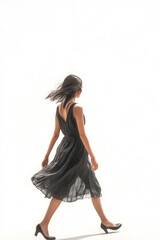 woman walking on white background to cut out for visualization, generative AI