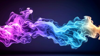 Colorful smoke waves ripple across a dark background, swirling in vibrant, ethereal patterns.