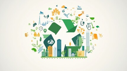 Visual representation of a circular economy, showing a continuous loop of sustainability practices and resource efficiency.