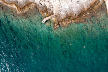 Aerial landscape of ocean and rocks off the coast of Croatia 