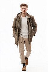 man walking on white background to cut out for visualization, generative AI