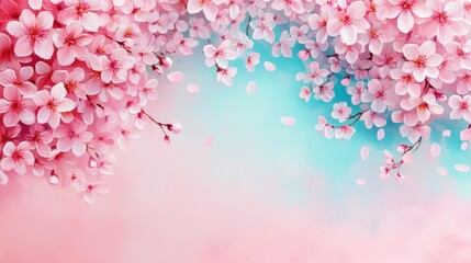 Obraz premium Soft pastel acrylic and oil background with cherry blossoms, calming spring theme, perfect for Easter