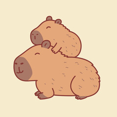 Cute capybara character design illustration doing his hobby, perfect for merchandise and printing needs