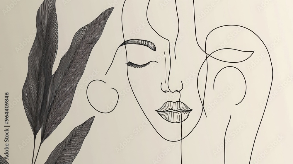 Poster various minimalist line art designs, featuring abstract and refined line drawings that emphasize sim