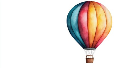 Fototapeta premium A colorful hot air balloon floating gracefully against a blank background, perfect for travel and adventure themes.