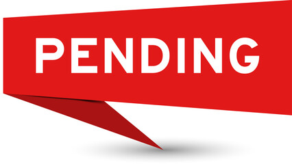 Red color speech banner with word pending on white background