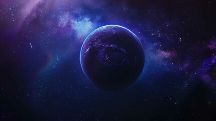 Fototapeta premium Cosmic photography, hidden planet with glowing star dust