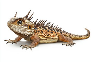 Obraz premium A detailed view of a spiky lizard showcasing its unique textures and colors, highlighting nature's incredible diversity.