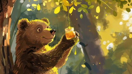 Happy Bear with Honey