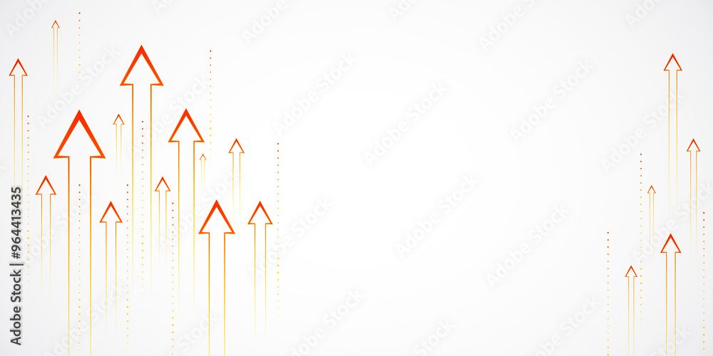 Aufkleber Multiple red upward arrows on a white background symbolizing growth and success. 3D Rendering
