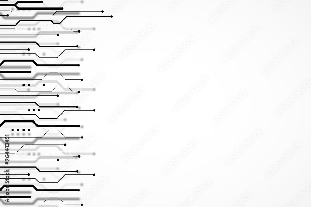 Poster Abstract circuit board design on white background. 3D Rendering