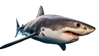 Great white shark Isolated on transparent Background, PNG.