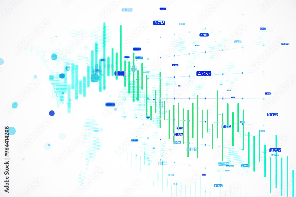 Poster digital forex trading chart with candlestick graph on abstract background. 3d rendering