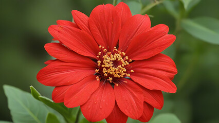 A red Flower red flower amaryllis close up green leaf green background,
