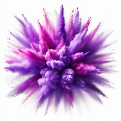 Fototapeta premium bright purple paint color powder festival explosion burst isolated white background. 