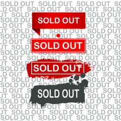 Sold out tag, badge, label, sticker icon set vector design. Business and marketing speech bubble sale symbol, sign, stamp template banner.