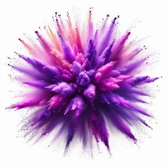 Obraz premium bright purple paint color powder festival explosion burst isolated white background. 