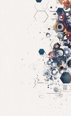 Obraz premium Abstract futuristic technology background with gears and hexagonal shapes on a light gray backdrop