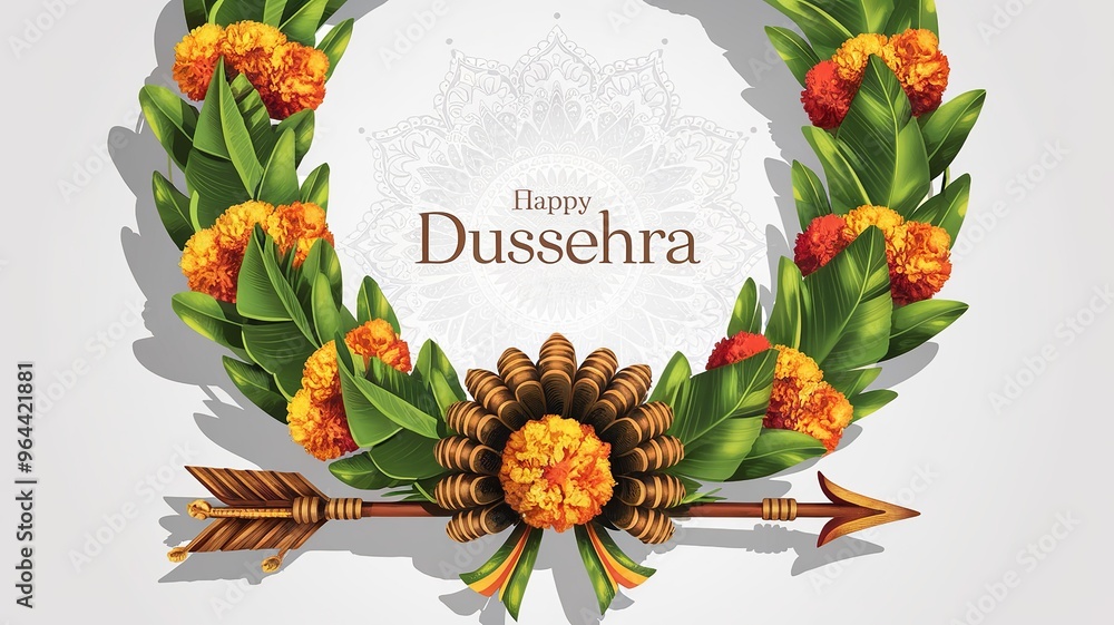 Wall mural happy dussehra, greeting card festive banner