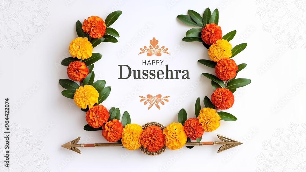 Wall mural Happy Dussehra, greeting card festive banner