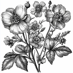 black and white flowers