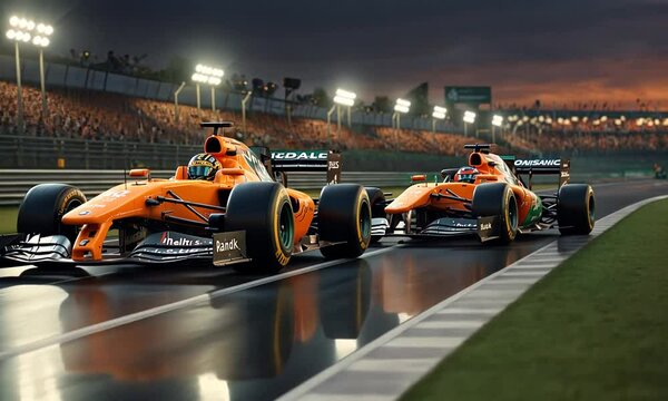 Two Car Drivers in a Racetrack Speed Race
