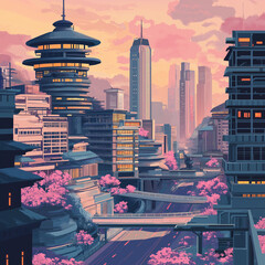 city skyline at night